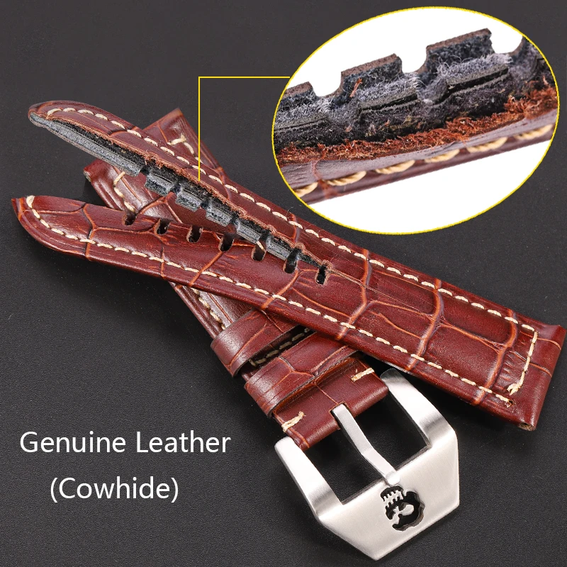 Cowhide Watchbands 20mm 22mm 24mm Genuine Leather Women Men Watch Band Strap Skull Hollow Buckle Red Blue Green Black Orange