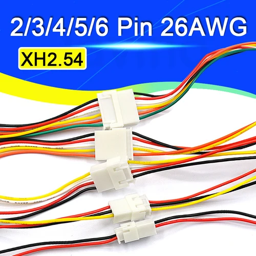 Imagen 1 del producto 10-100 Uds XH2.54 2/3/4/5/6 Pin paso 2,54mm Cable conector XH enchufe macho y hembra Cable de carga de batería 200MM de longitud 26AWG