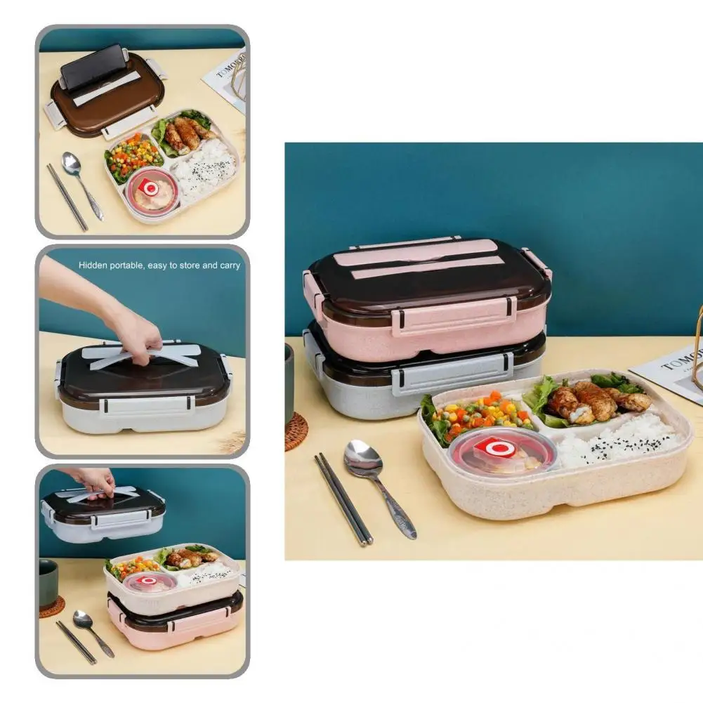 Hot Sale PP Lunch Box Bento Box For School Kids Office Worker Microwave Heating Lunch Container Food Storage Box Phone Holder