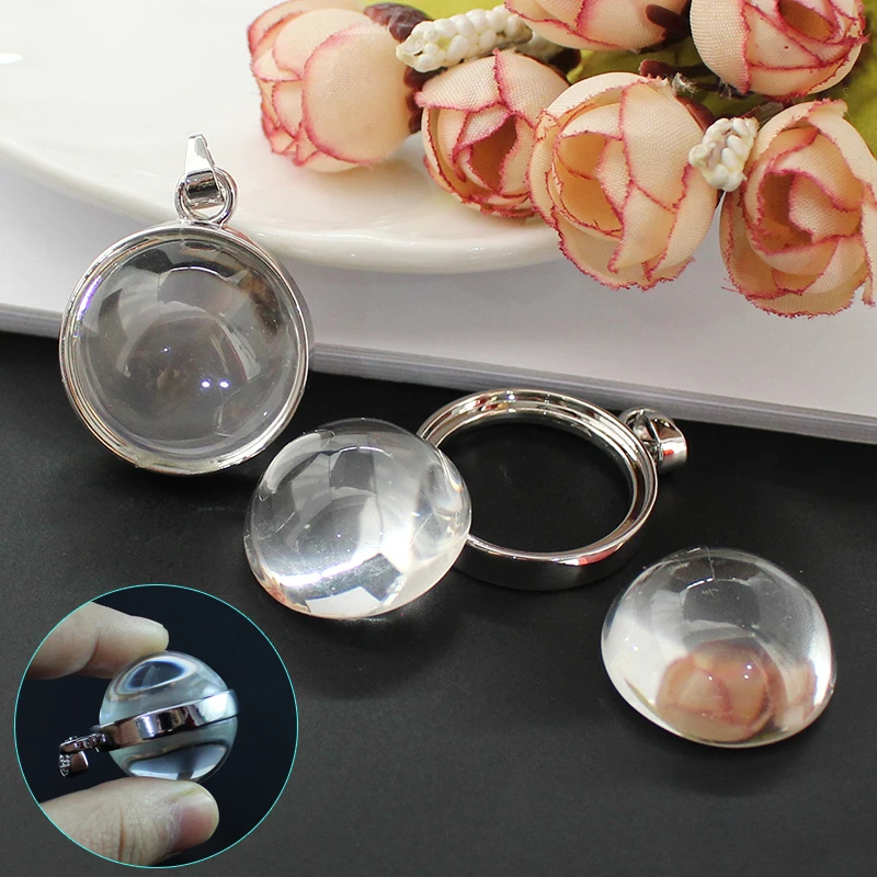 2PCS Locket Base Setting Fit With 25mm Glass Cabochon Pendant Diy Jewelry Finding Locket Necklace Pendant