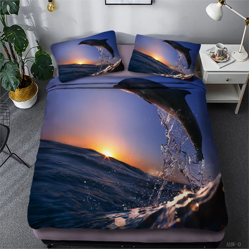 

Dream NS Dolphin 3D Pattern Polyester Fabric Japanese Bedding Set Quilt Sheets 1/2 Pillow Cases Household Supplies Bedding