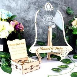 Custom Mr&Mrs Name And Date Wedding 3D Guest Book Alternative Wedding Guest Drop Book Hesrts Guestbook drop box