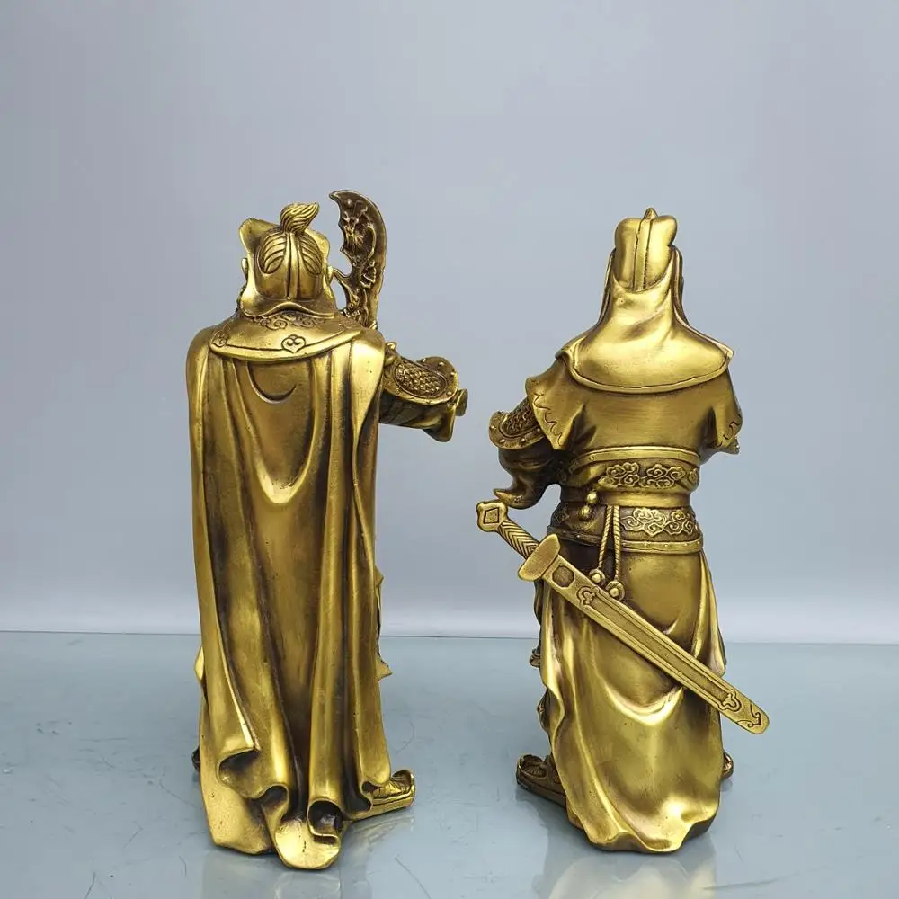 11"Xizang Folk Old Bronze Spring Autumn Guan Gong Statue Follow official seal  of Guan Gong knife Zhongyi Guan Yu view 2