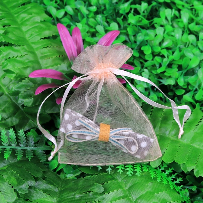 100PCS Organza Bags Sheer Organza Gift Bags with Drawstring Jewelry Favor Pouches Christmas Candy Wedding Party Bags