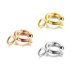 Sinya 18k Gold Spring Ring Clasp DIY Necklace Bracelets Chains Connector Lock Fine Jewelry Accessories Findings Color Optional