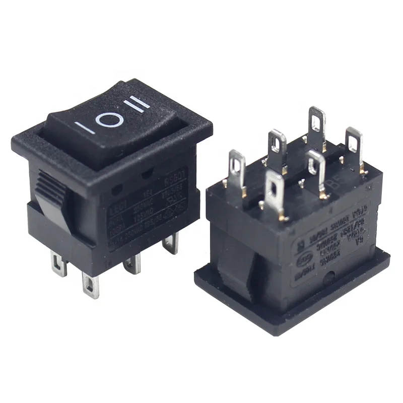 

5PCS Rocker Switch AC 6A/250V 10A/125V 6Pin DPDT ON-OFF-ON 3 Position Snap Boatlike switch