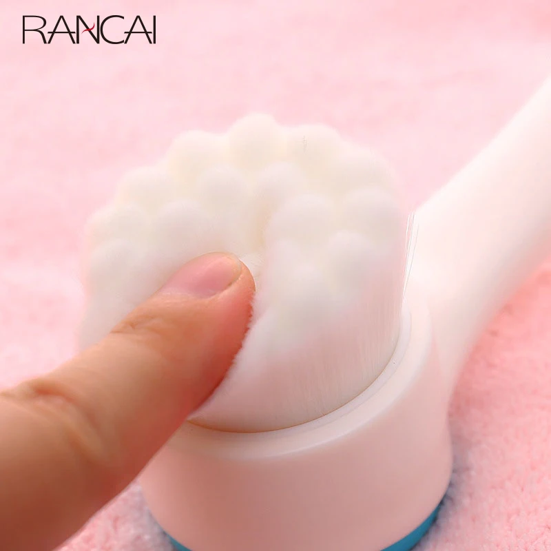 RANCAI Double-Side Face Cleaning Brush Silicone Facial Deep Pore Cleaner Blackhead Removal Massage Makeup Brushes Skin Care Tool