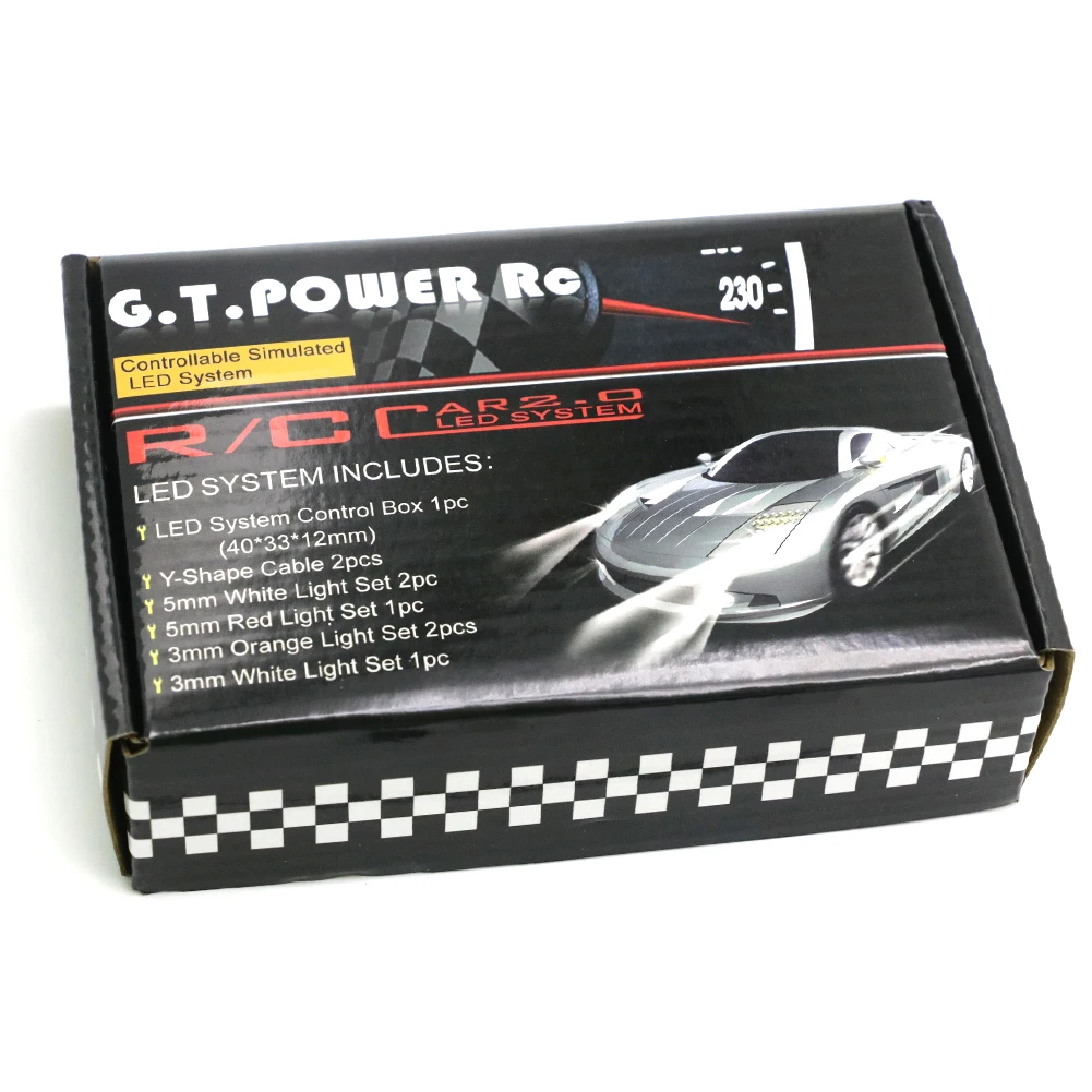 GT Power RC Car lighting 8LED Flashing lighting Light Wire System 2 PPM FM FS 2.4G kit BRAKE + HEADLIGHT + SIGNAL