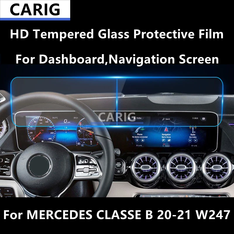 

For MERCEDES CLASSE B 20-21 W247 Dashboard,Navigation Screen HD Tempered Glass Protective Film Anti-scratch Repair Film