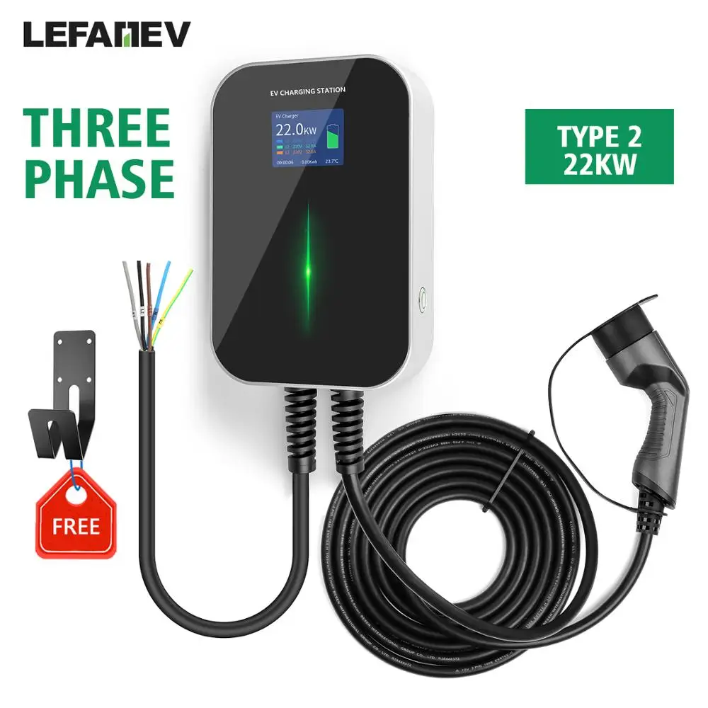 32A 3Phase EVSE Wallbox EV Charger Electric Vehicle Charging Station Type 2 Socket IEC 62196-2 22KW for Audi