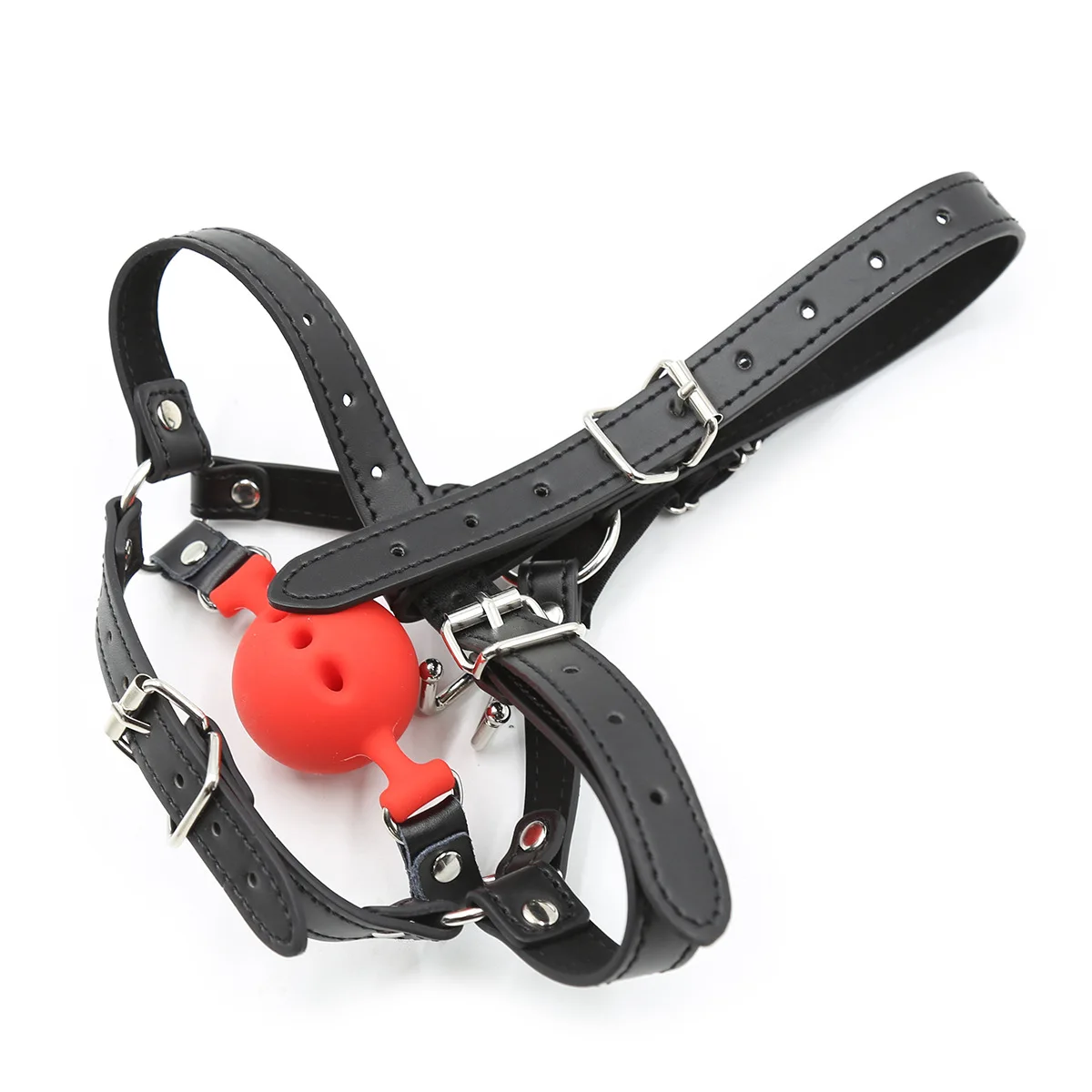 Bdsm Bondage Harness Strap Head Belts with Silicone Hollow Mouth Gag Ball and Nose Hook for Fetish Slave Role Play Sex Toys