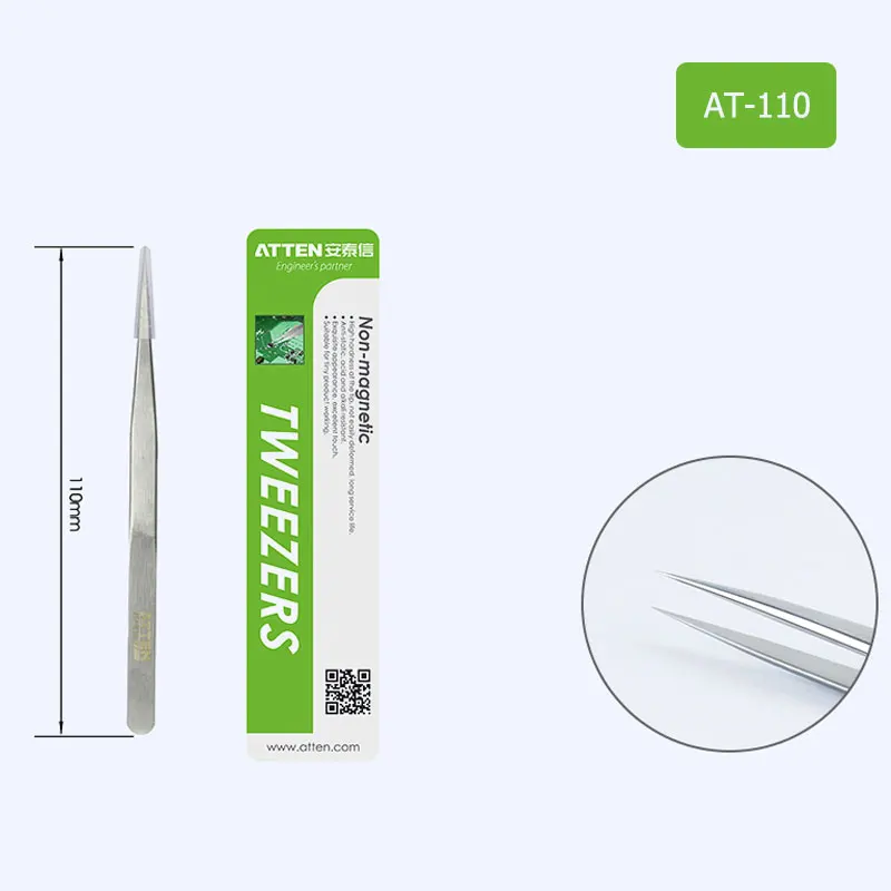 ATTEN Edelstahl Pinzette Runden Spitzen Ellbogen kopf für Präzision handy computer reparatur werkzeug zubehör