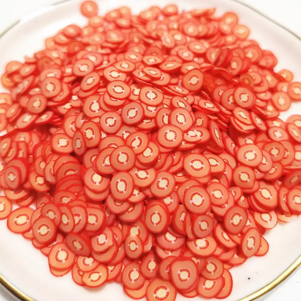 

20g Soft Polymer Clay Tomato Slice Sprinkles for Slime Shaker Card Slime filling Fake Cake Dessert Food Particles