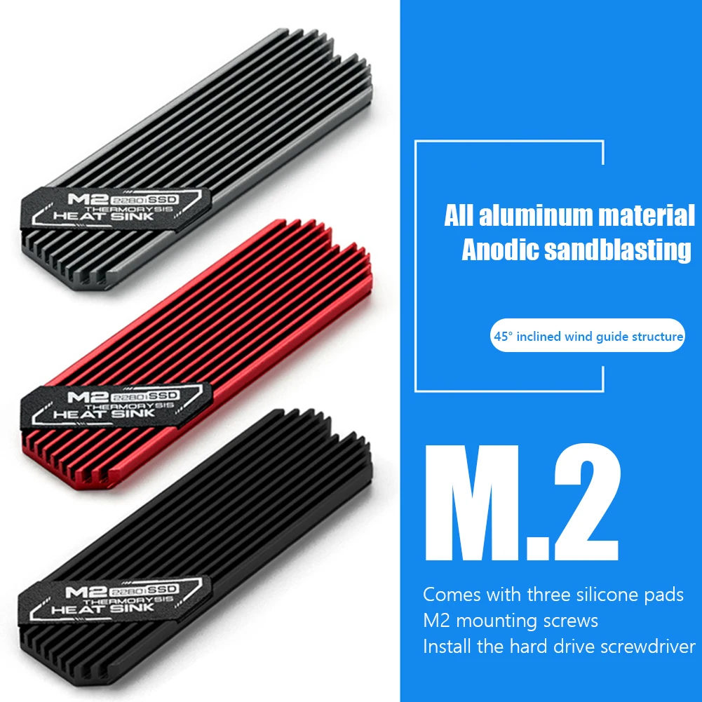 M.2 Solid State Hard Disk Heatsink Aluminum Alloy Ultra-thin Cooler Cooling Thermal Pads Heat Radiator for Desktop PC PCIE 2280