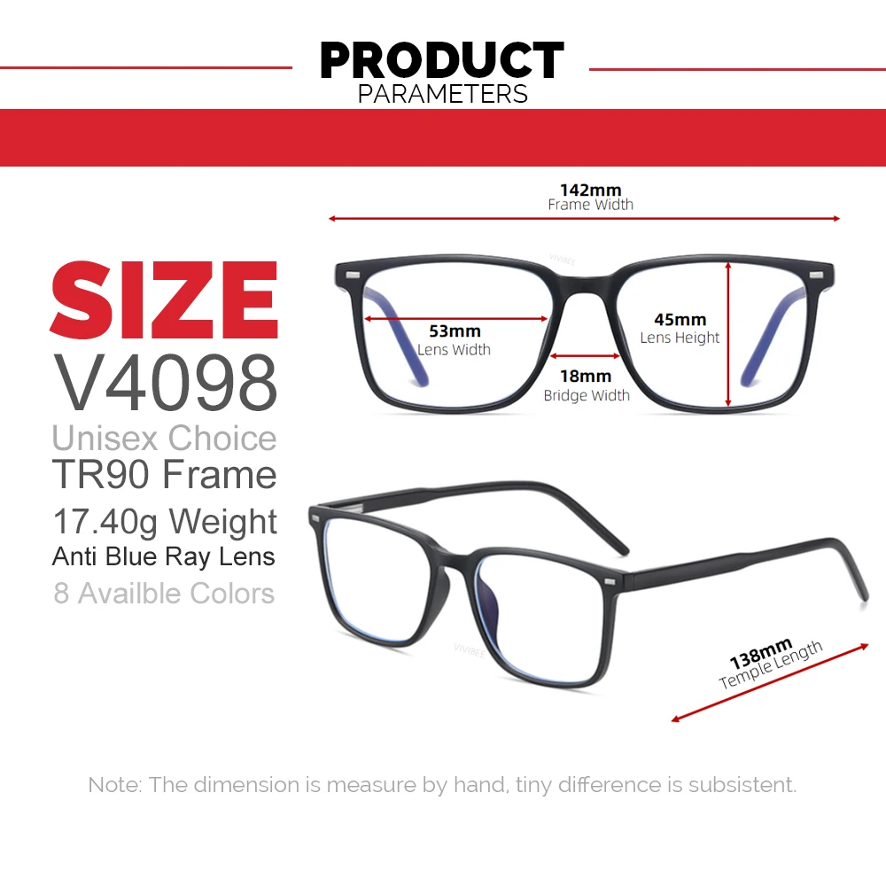 VIVIBEE Klassische quadratische Blaulicht-blockierende Herrenbrille, Computer-Gaming-Brille, TR90, schwarz, Anti-Ray-Brille, besserer Schlaf, klare Brille – Detail 11