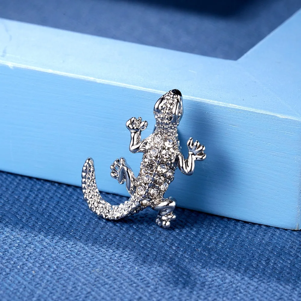 Silver Color Rhinestone Brooches For Women Starfish Lizard Hedgehog Owl Brooch Pins Fashion Animal Jewelry Gift for Kids Friends