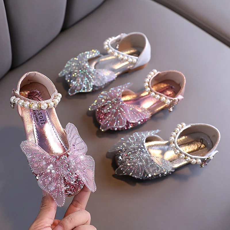 2022 New Spring Bow Little Girls Princess Party Shoes Autumn Toddler Wedding Shoes Baby Kids Shoes B207