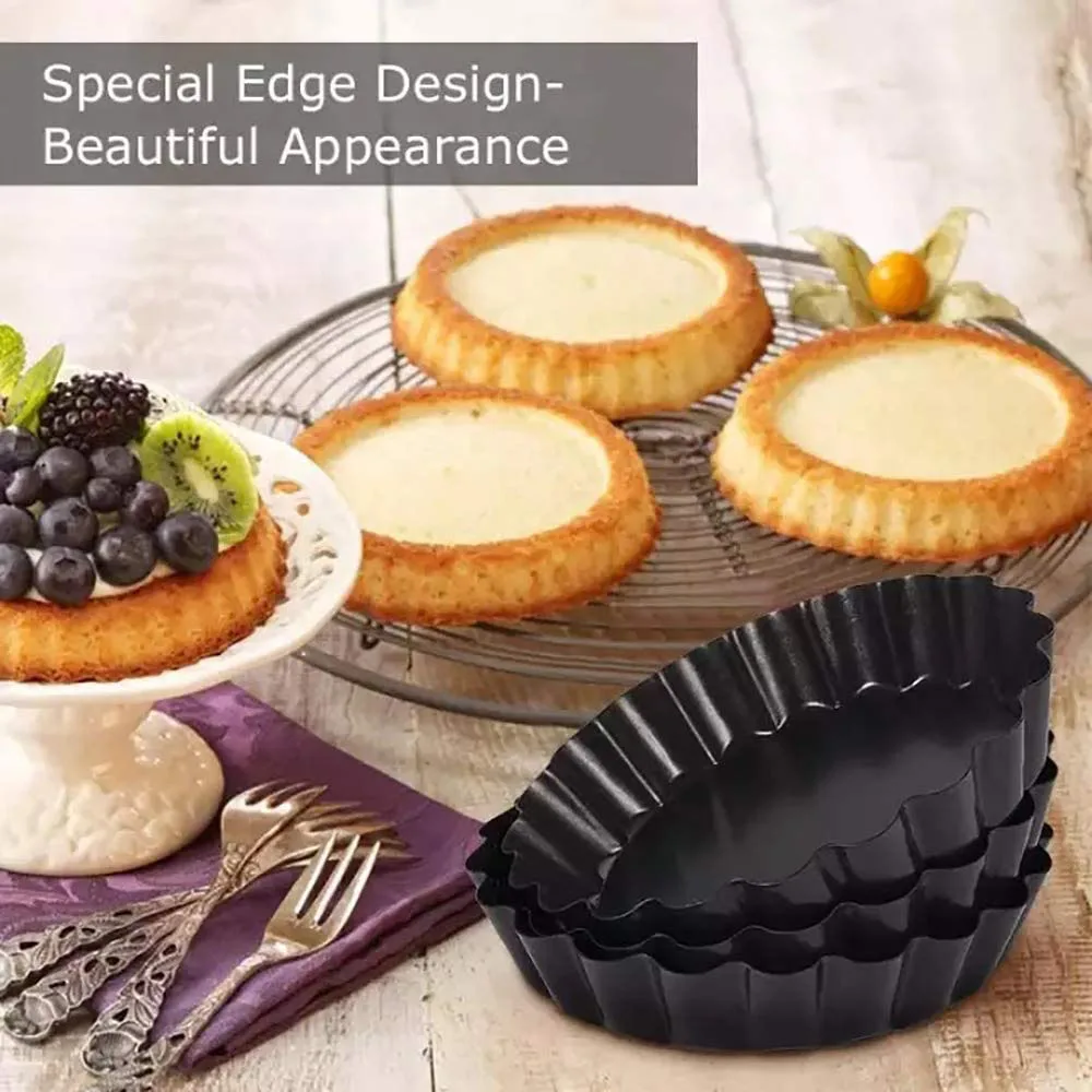 1/2/3PCS 10CM Mini Baking Pan Removable Bottom Tart Pans Nonstick Round Tartlet Mold Quiche Pie Mould Pastry Bakery Accessories