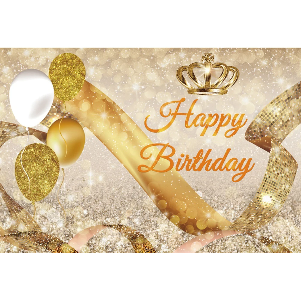 Laeacco Gold Crown luccica Happy Birthday Party Light Bokeh Background ritratto personalizzato Poster sfondo fotografico fotografico
