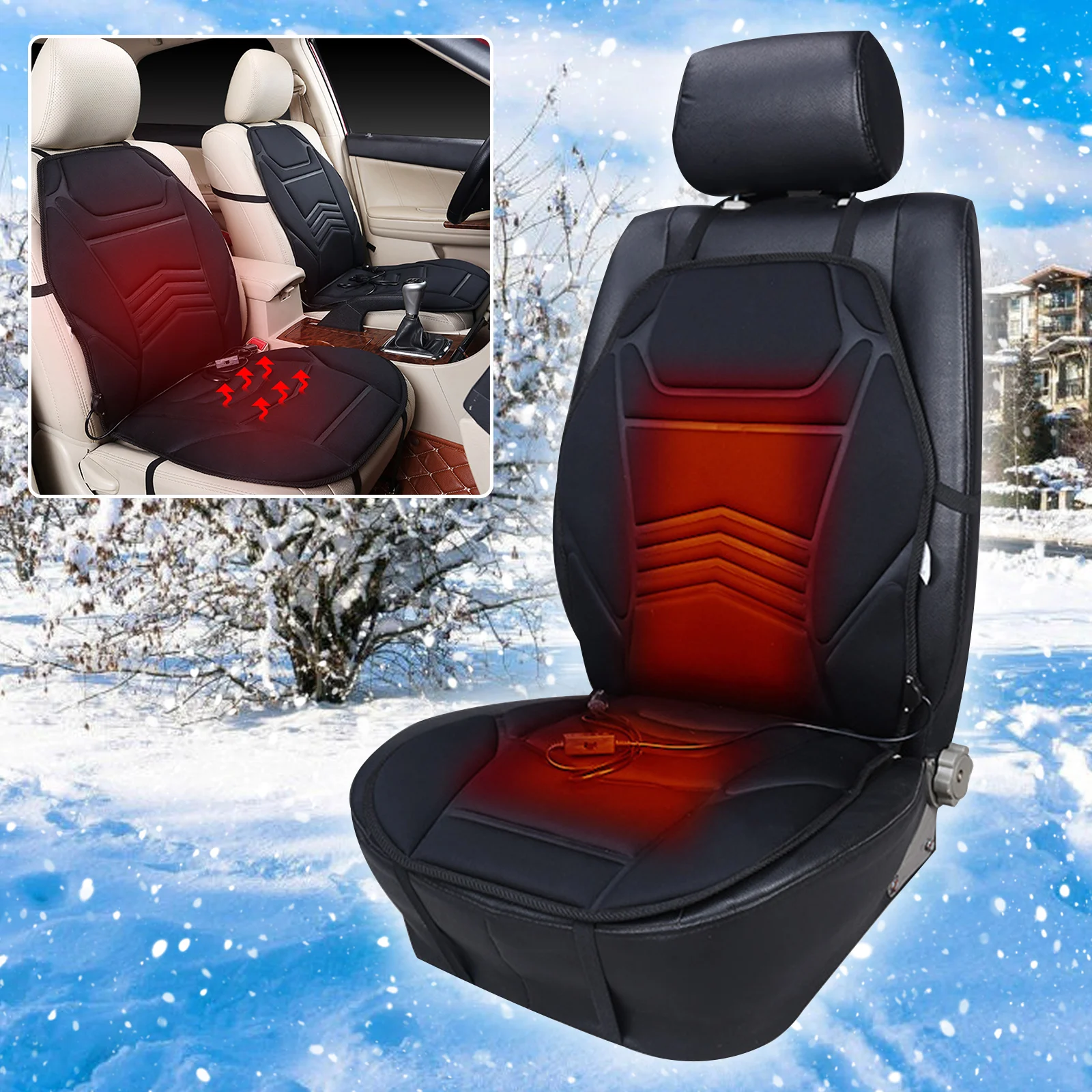 

Universal Car Seat Heating Seat Cover 12V Heating Pad Cover with Temperature Control Function for Cars Trucks Suvs Motorhomes