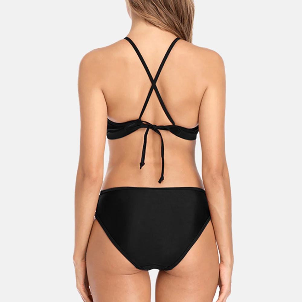 Attracko kobiety Bikini Set drążą seksowny strój kąpielowy Halter stroje kąpielowe Strappy bandaż strój kąpielowy kostiumy kąpielowe