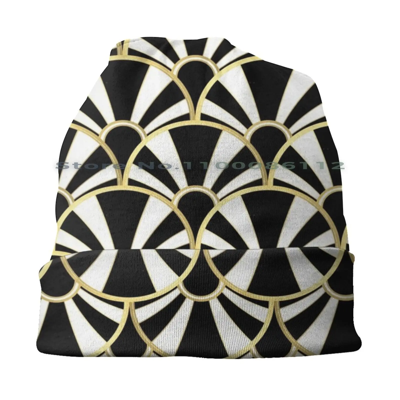 Black , White And Gold Art Deco Scallop Fan Pattern Bucket Hat Sun Cap Art Vintage Retro The Great Gatsby Prohibition Twenties