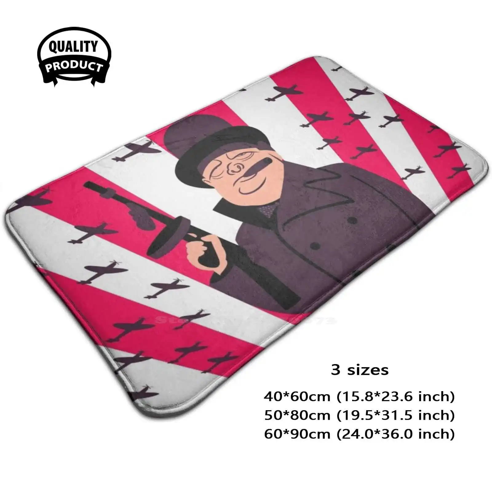 Churchill With A Gun Soft Cushion Home Carpet Door Mat Car Rug Winston Churchill Gun Machine Gun 2 Army Major Spitfires Cigar