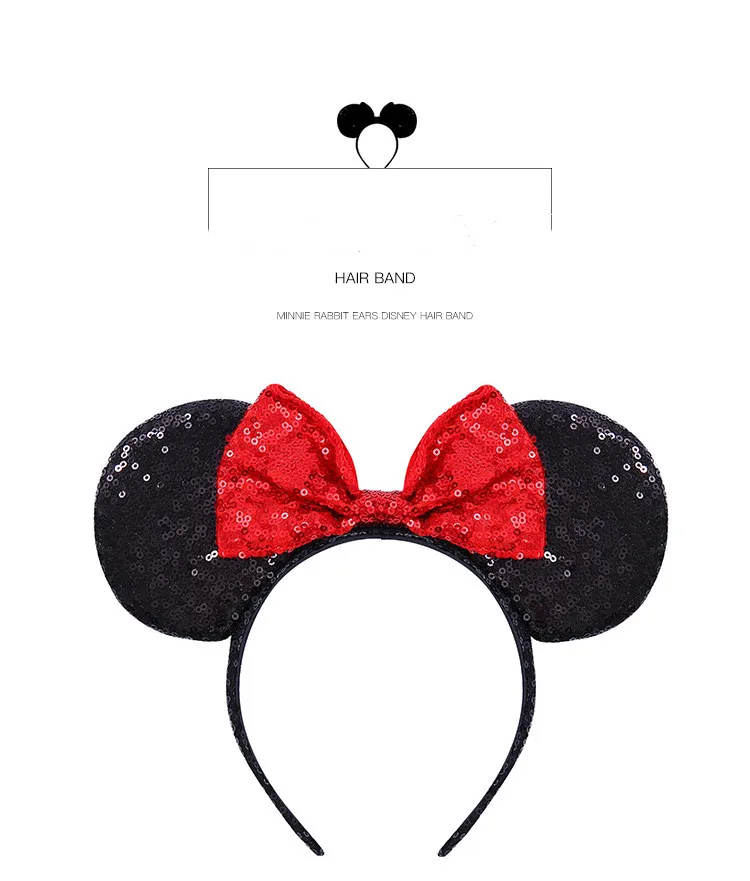 New all sequins Mouse ear Bow Headband Hair Accessories Mickey Minnie Children's Headwear Hair band