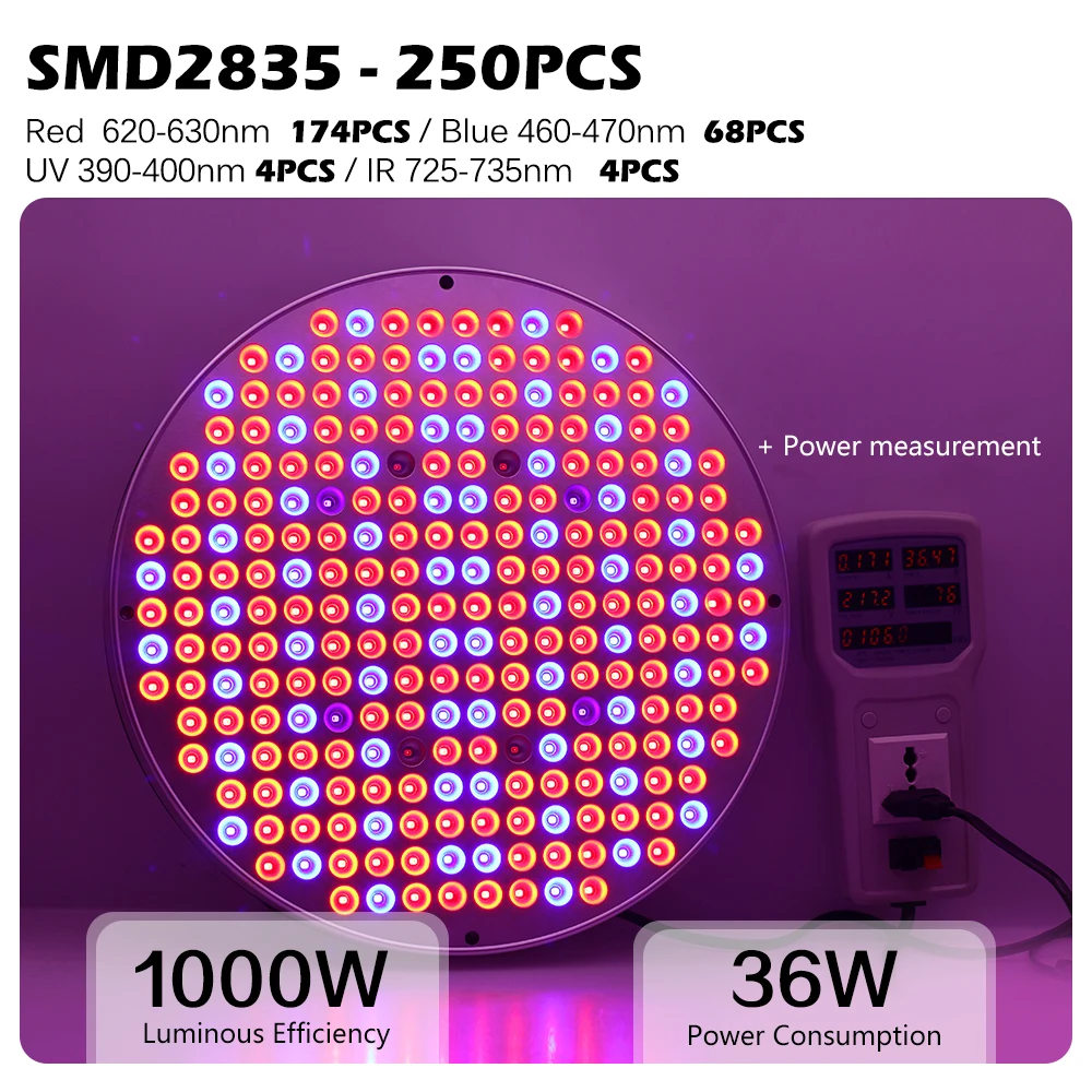 1000W LED Grow Light Full Spectrum SMD2835 With Grow Room Glasses For Indoor Plants Seedling Veg Bloom Plant Growing Lamps