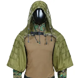 Men Tactical Combat CS Sniper Shooting Camouflage Ghillie Suit Foundation Net Clothes Male Outdoor Hunting Jacket Set With Yarn