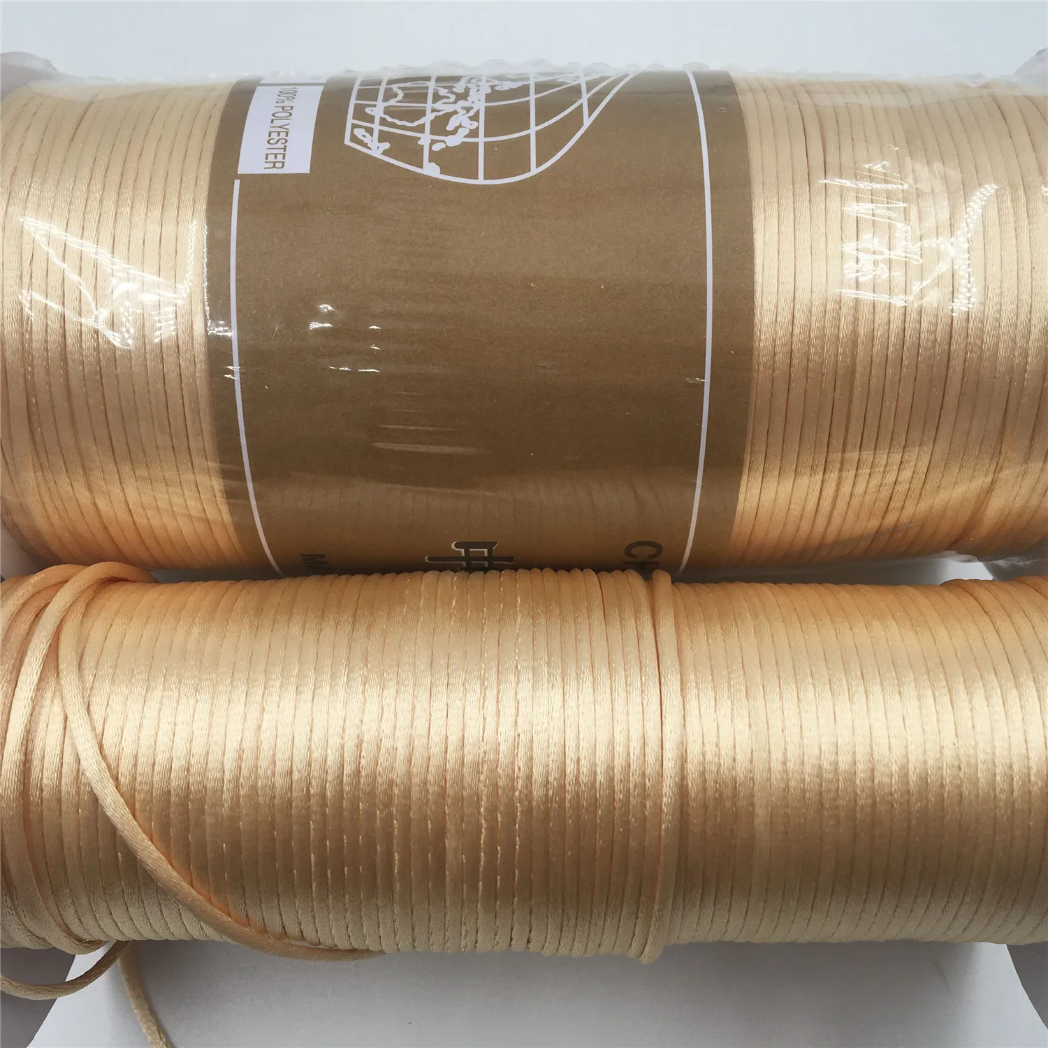 2mm Beige Rattail Satin Cord Thread Chinese Knot Macrame Bracelet Braided String DIY Tassels Beading Thread 10-225meters