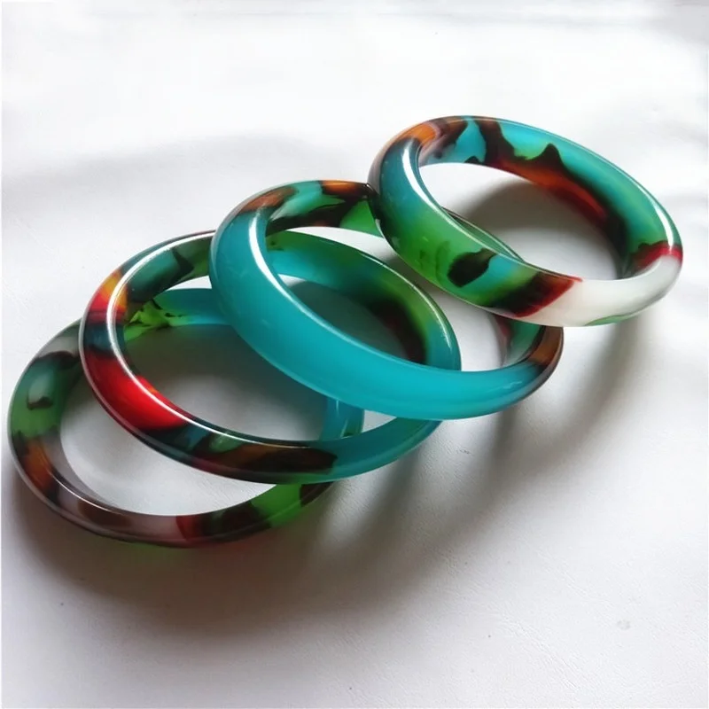 

Natural Colorful Jade Hand-carved Wide Band Bracelet Fashion Boutique Jewelry Women Red Yellow Green Beauty Bracelet