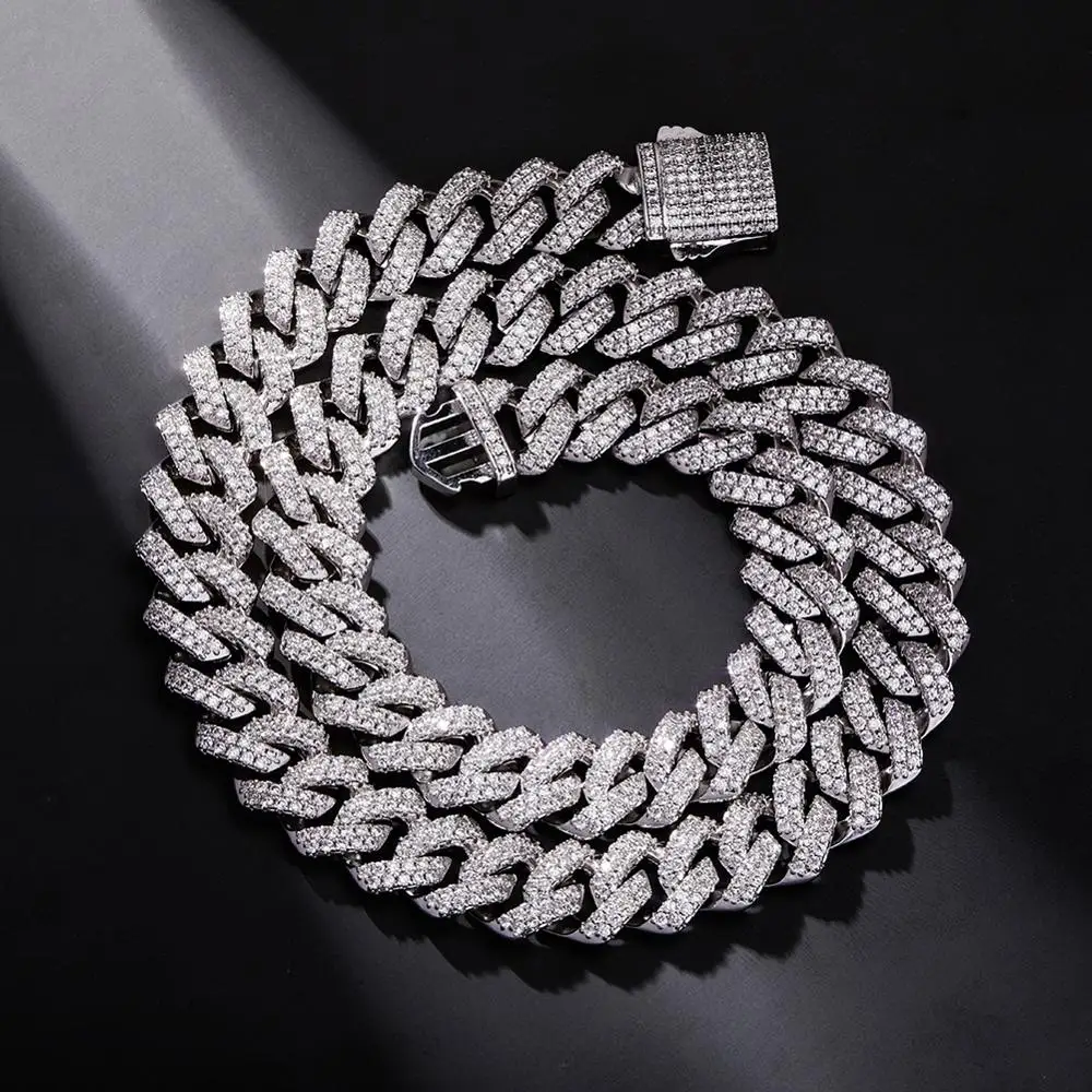 GUCY High Quality Prong Cuban Link Chains Necklace Fashion Hip Hop Jewelry  Iced Out Necklaces For Men Gift