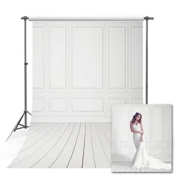 Mehofond White Chic Wall Backdrop Texture Wood Floor Baby Birthday Party Wedding Photography Background Photo Studio Photocall