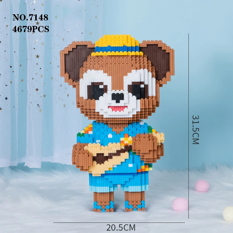 Disney Guitar Duffy OluMel Building Block Gelatoni StellaLou 3D Model Mini Assembled Micro Bricks Toy For Kid Christmas Gift