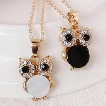 New fashion Black and white owl pendant necklace For Women girl Accessories  jewelry wholesale