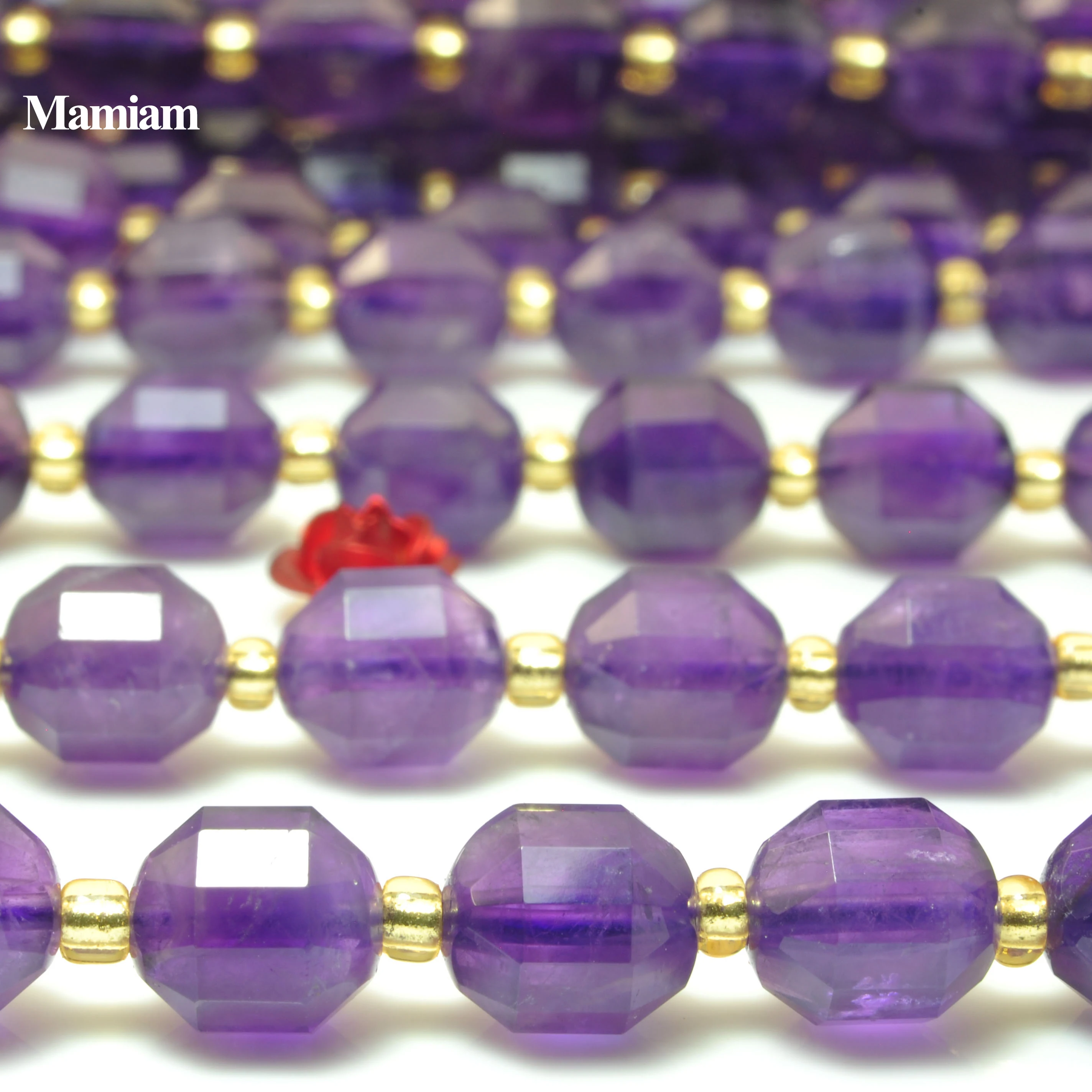 Mamiam Natural Amethyst Purple Quartz Crystal Faceted Cylinder Beads 7x8mm Stone Diy Bracelet Necklace Jewelry Making Design