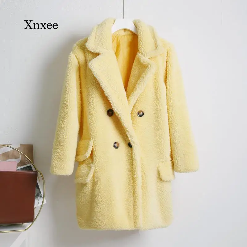 Winter Women's Long Coat Jacket Thicken Warm Thick Loose Casual British Oversized Cashmere Fur Jacket Xl