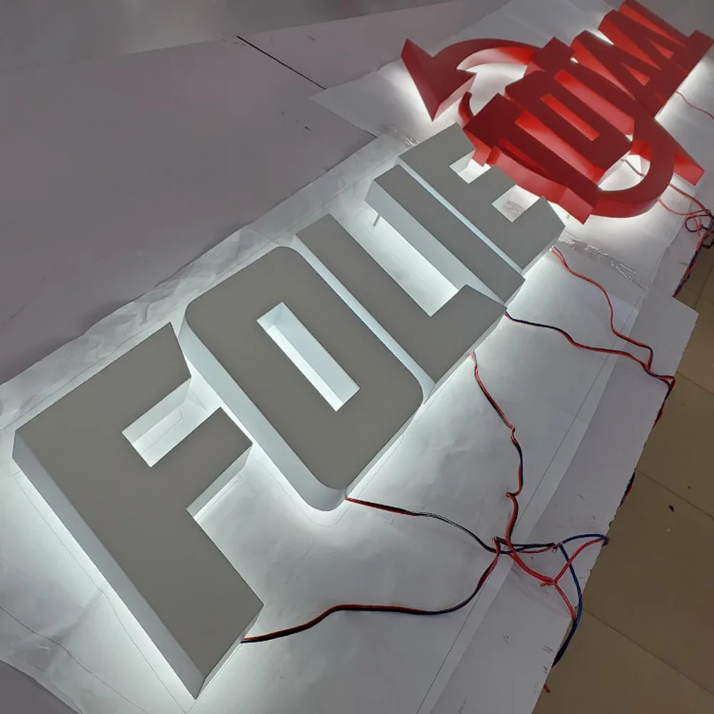 Aangepaste Shopfront Outdoor Backlit Rood Geschilderd Rvs Led Kanaal Brief Logo