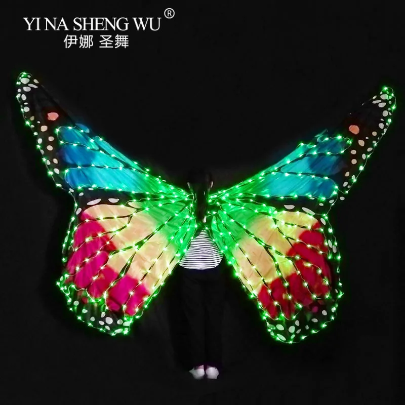 LED Wings Girls Women Belly Dance LED Wing Butterfly Halloween LED Butterfly Cloak Stage Dance Performance Accessories LED Wings