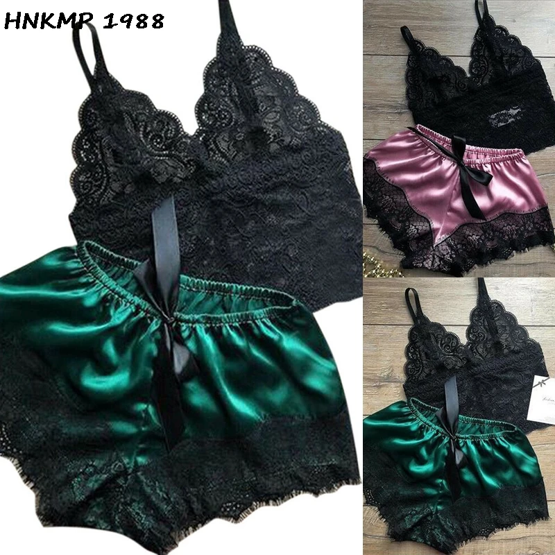 Seksowny komplet bielizny Mujer, aksamitna piżama damska, koszulki babydoll bielizna nocna, uroczy cami top i krótkie spodenki