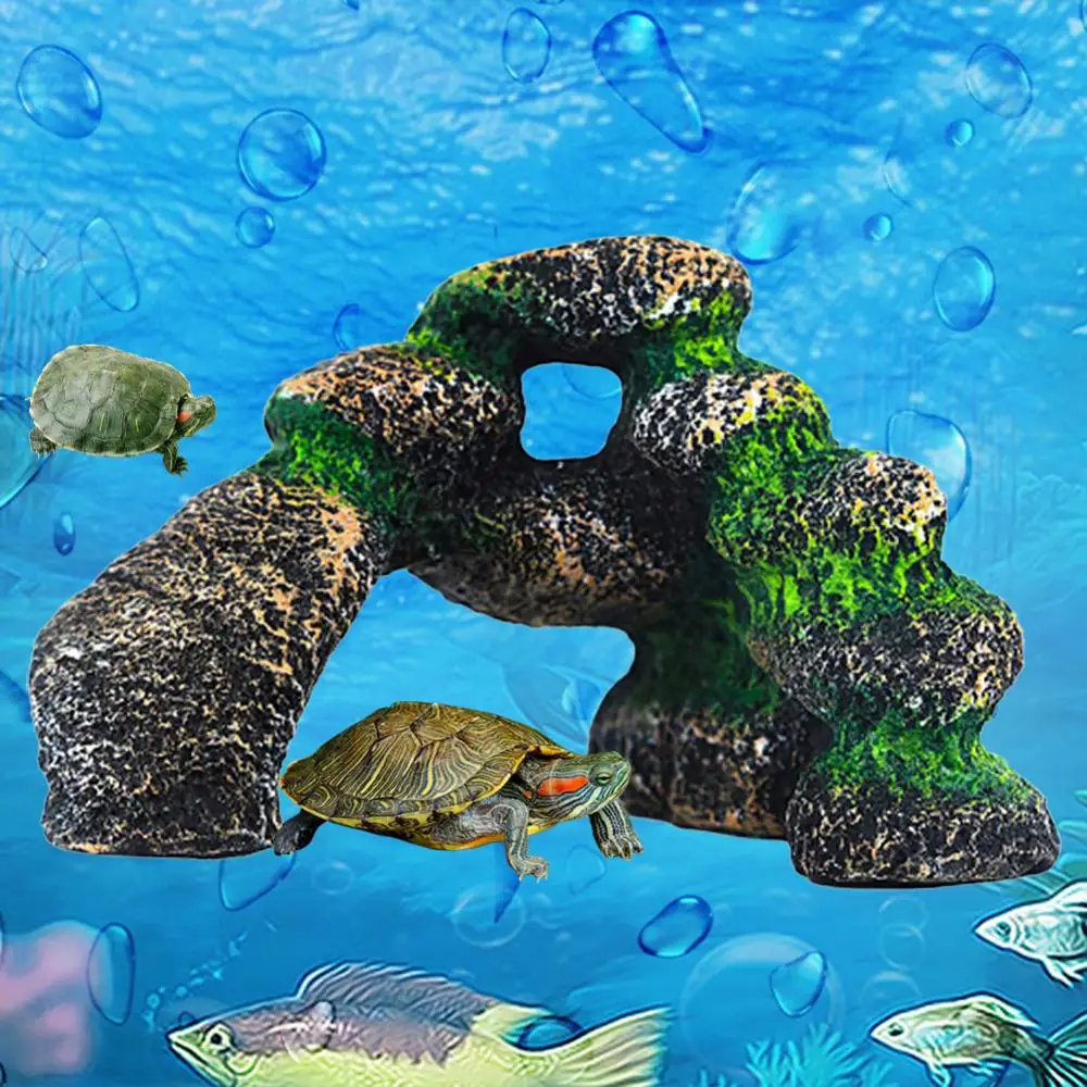 Dropshipping Aquarium Resin Reptile Hiding Cave Habitat Terrace Rockery House Fish Tank Decor