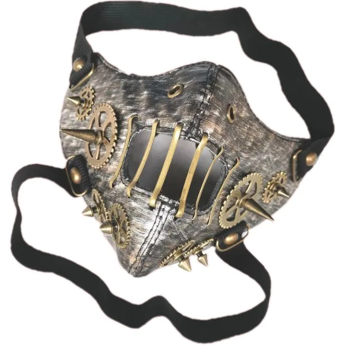 Mannen/Vrouwen Steampunk Retro Gothic Katoen Lederen Winter Warm Masker Cosplay Versnellingen Lange Spike Gezicht Accessoire