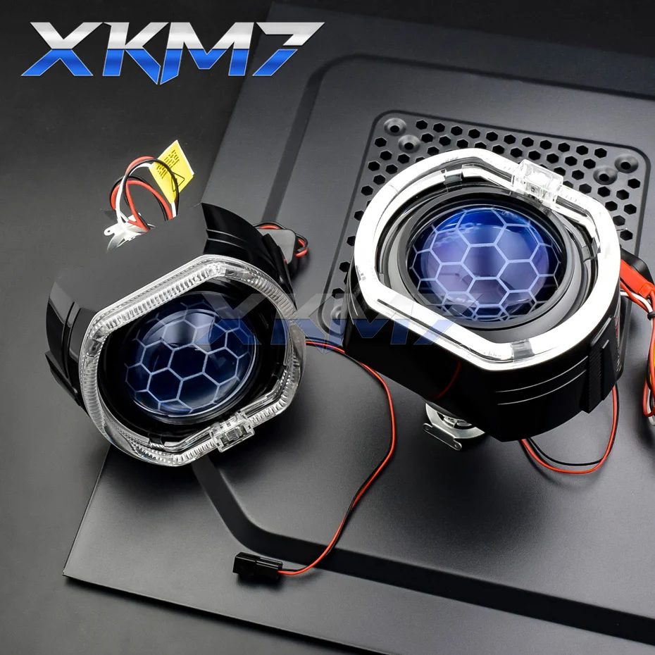 Bi-xenon Lens Projector LED Angel Eye 2.5-inch Honeycomb Lenses for Headlight Retrofit Running Light H4 H7 H1 Car Accessories