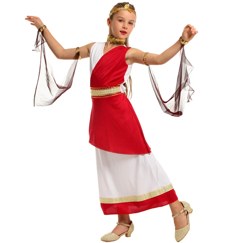 Girl Carnival Purim Greek Goddess A-thena Costume Halloween Empress Rome Cosplay Fancy Party Dress