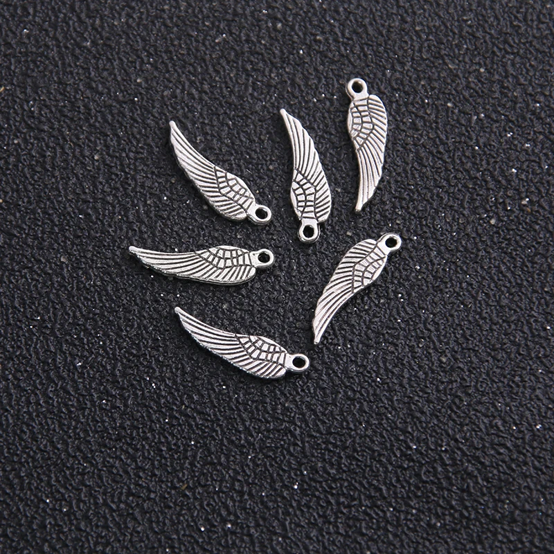 60pcs 5*17mm Mini Angel Wings Charms Vintage Metal Zinc Alloy Fashion Trendy Small Wings Pendant for Jewelry Making