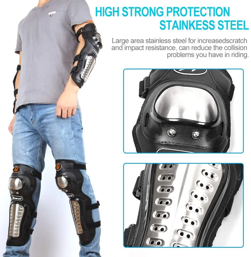 Rodilleras de piezas para motocicleta, Protector de rodilla, protección de piernas, coderas, equipo deportivo de ciclismo, ajustable, Motocross, 4 Uds.