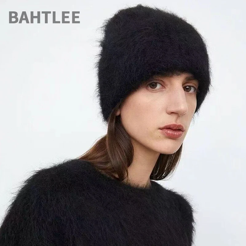 BAHTLEE-Women\'s Alpaca Hair Knitted Hat, Caps, Warmer, Winter