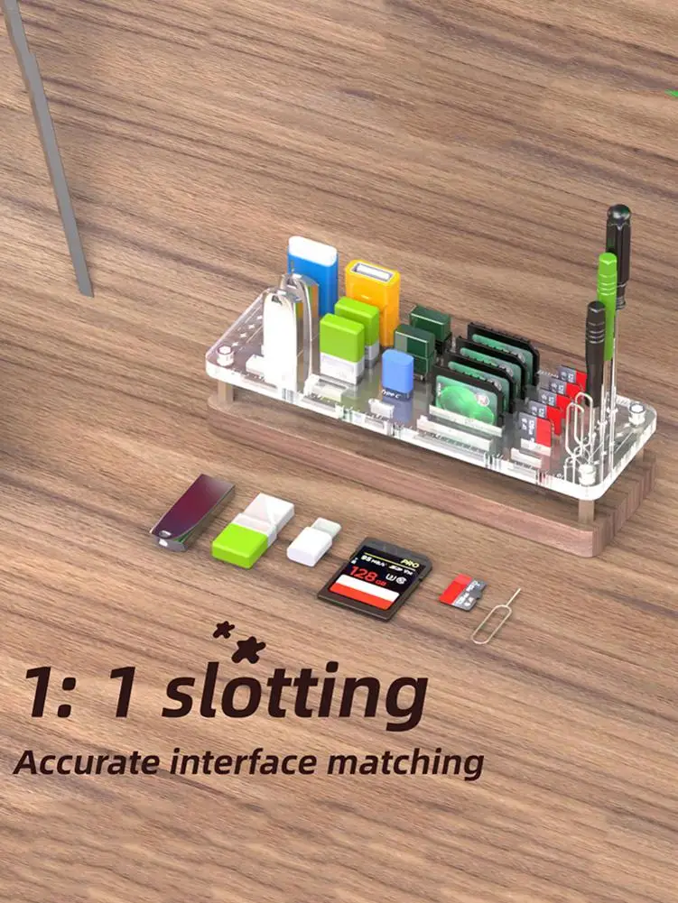 Wooden Desktop Memory Card Storage Holder Organizer Stand 29 Slots For CF/SD/MicroSD/SDHC/MS Game Accessories Memory Card Box