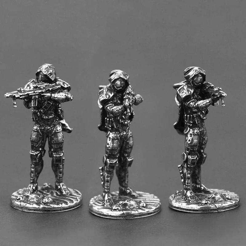 White Brass Hunter Troop Miniatures Gun Soliders Figurines Toy Model Desktop Game Character Statue Decoration Crafts Accessories